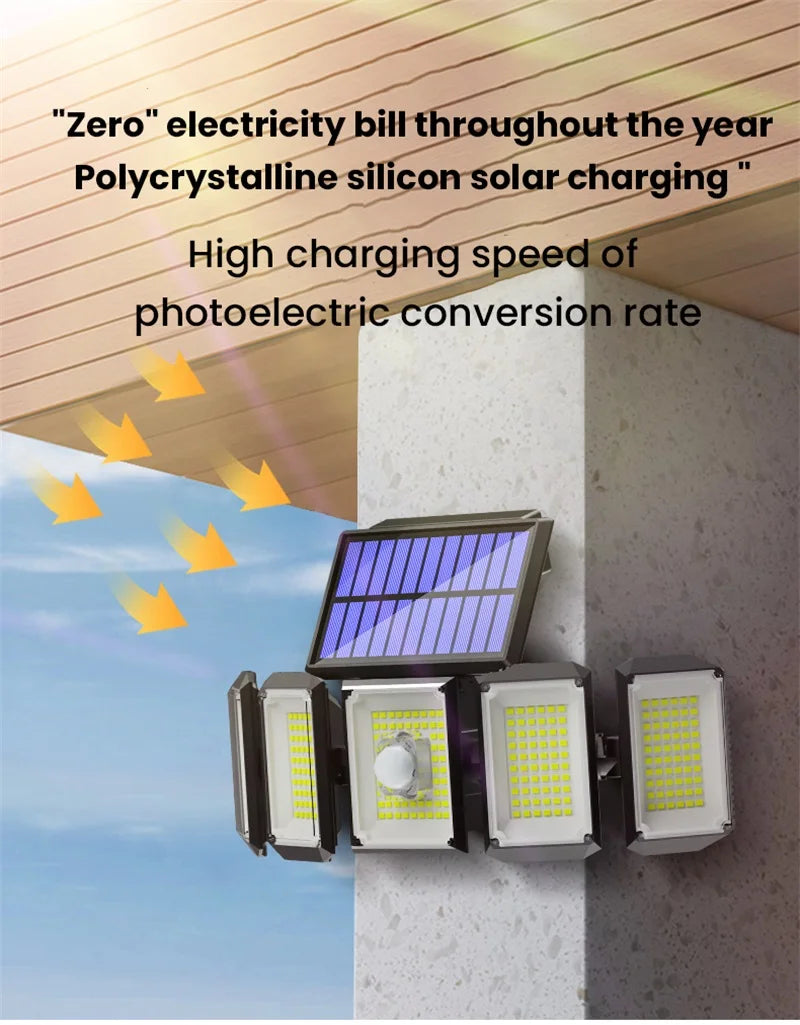 Solar Motion Sensor Lights Outdoor IP65 Waterproof Outdoor Wall Lamp Adjustable Wide Angle Solar GardenSecurity Lighting