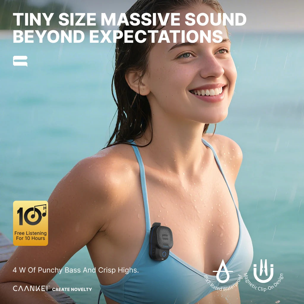 Wearable Bluetooth Speaker IPX7 Waterproof Portable Speakers Outdoor Sport Clip-On Microphone Speaker Calls/Music Mini Sound Box