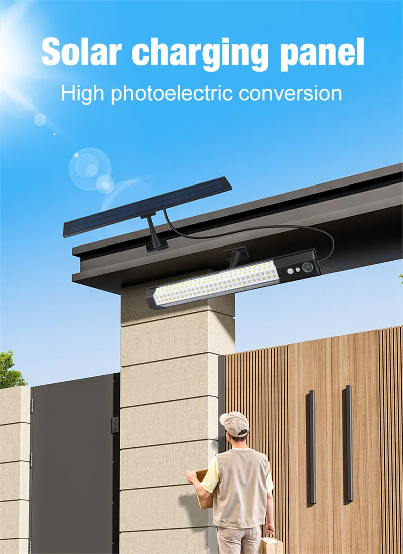Solar Lights Outdoor Motion Sensor 158LED Flood Lights with Remote Control IP65 Dusk to Dawn Security Spot Lamp For Garden Fence