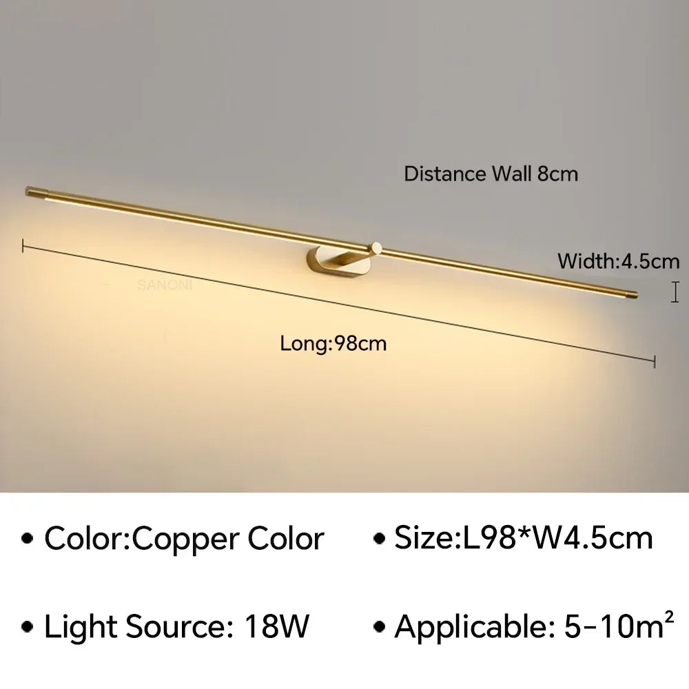Modern Mirror LED Wall Lamps Minimalist Bathroom Wall Lamps For Bedroom Bedside Sconces Decorative Wall Mirrors Lighting Fixture