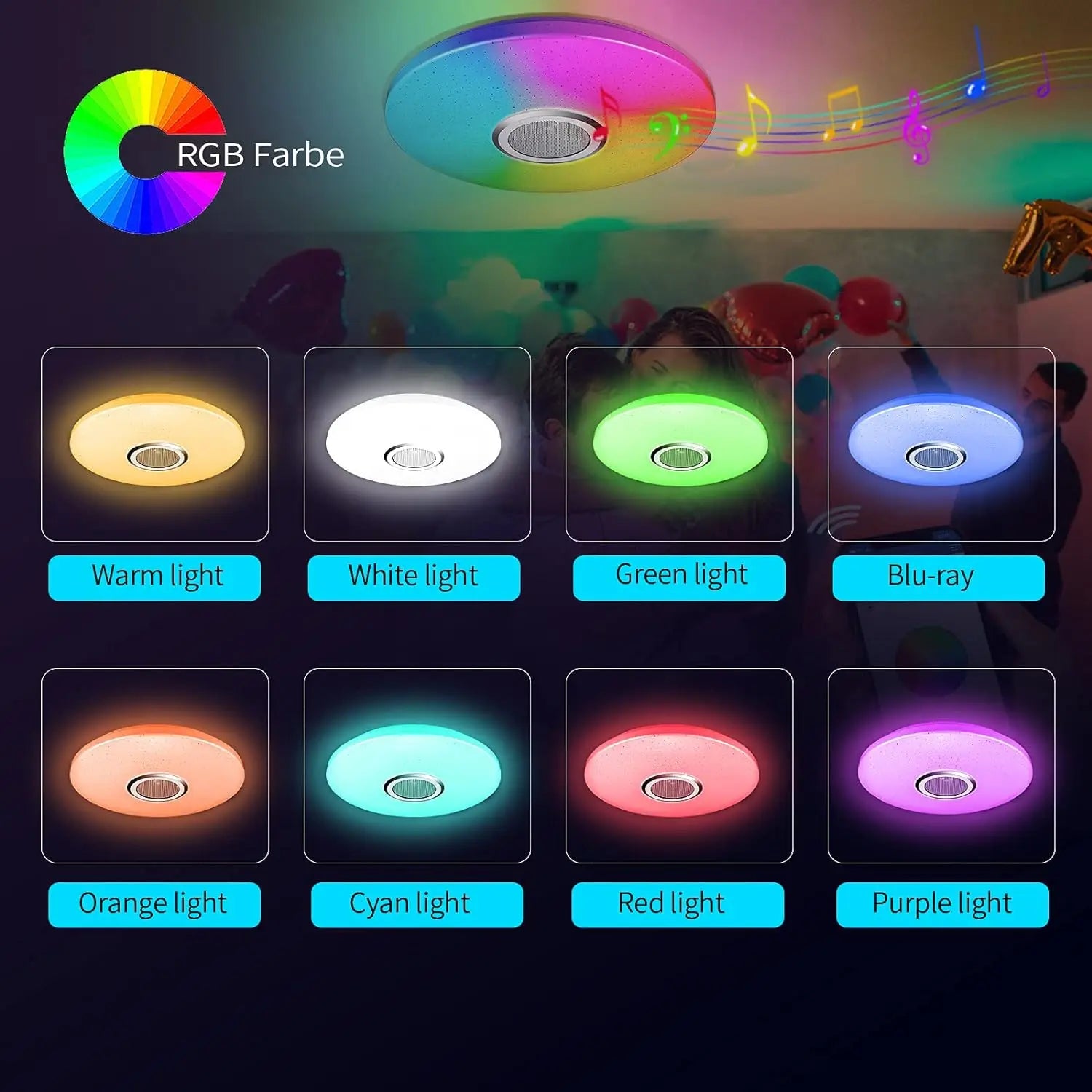 RGB Smart Home LED Ceiling Light With Speakers For Music APP Remote Control Bluetooth Interior Decoration Bedroom Party