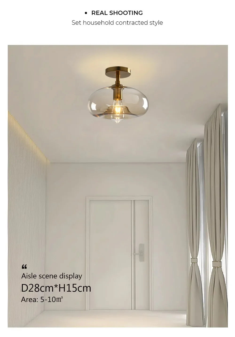 Modern LED Glass Ceiling Light Minimalist Cloakroom Balcony Bedroom Dining Room Lighting Hallway Lamp Indoor Lighting Lampara