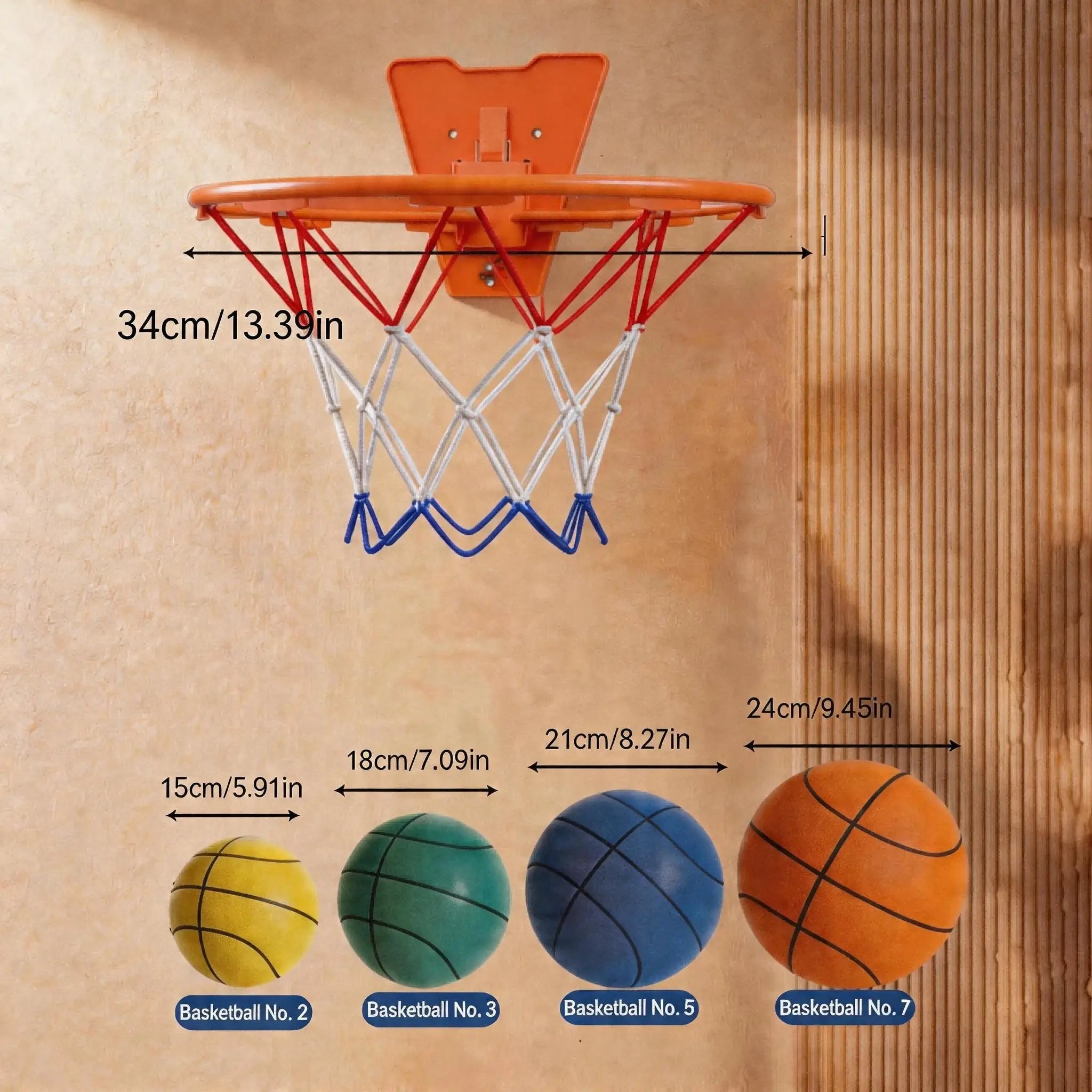 Silent Foam Basketball Hoop Set | Soft, High-Rebound PU Material | Indoor Silent Training Ball