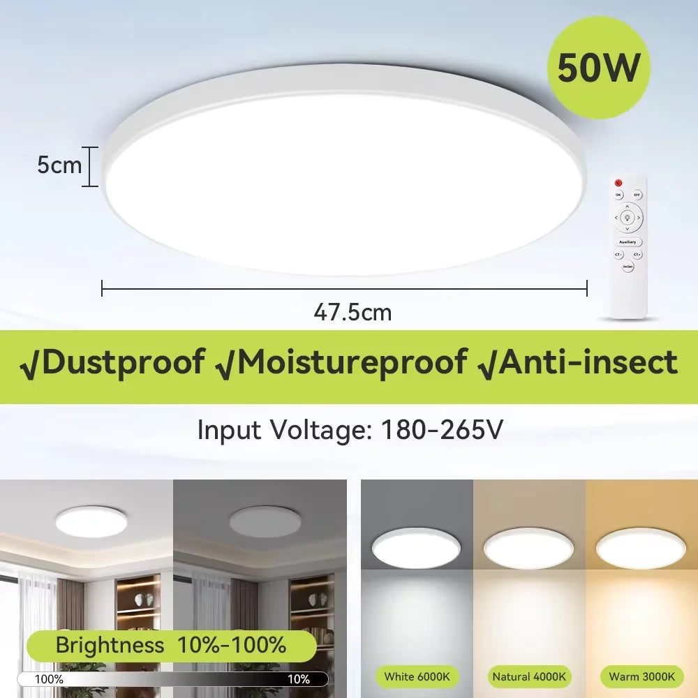 Smart Led Ceiling Light with Remote Control 3 Colors Dimmable Ceiling Lights Ultrathin Panel Lamps Bedroom Kitchen Ceiling Lamp
