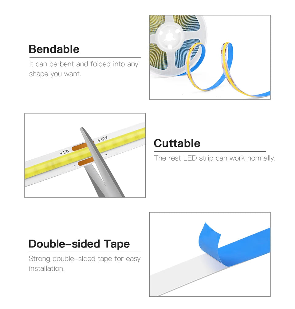 Bathroom Makeup Mirror LED Light Strip 12V Dressing Table Background Lighting Dimmable Touch Sensor LED Vanity Light For Decorat