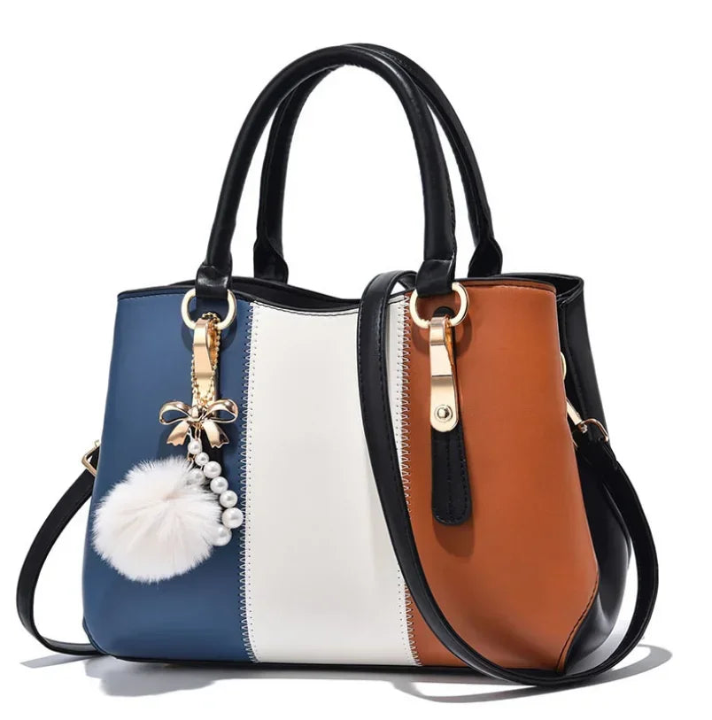 New Fashion Hit Color Ladies Handbag All-Match Hair Ball Pendant Womens Shoulder Messenger Bag European Beauty Bag Bolsos Mujer