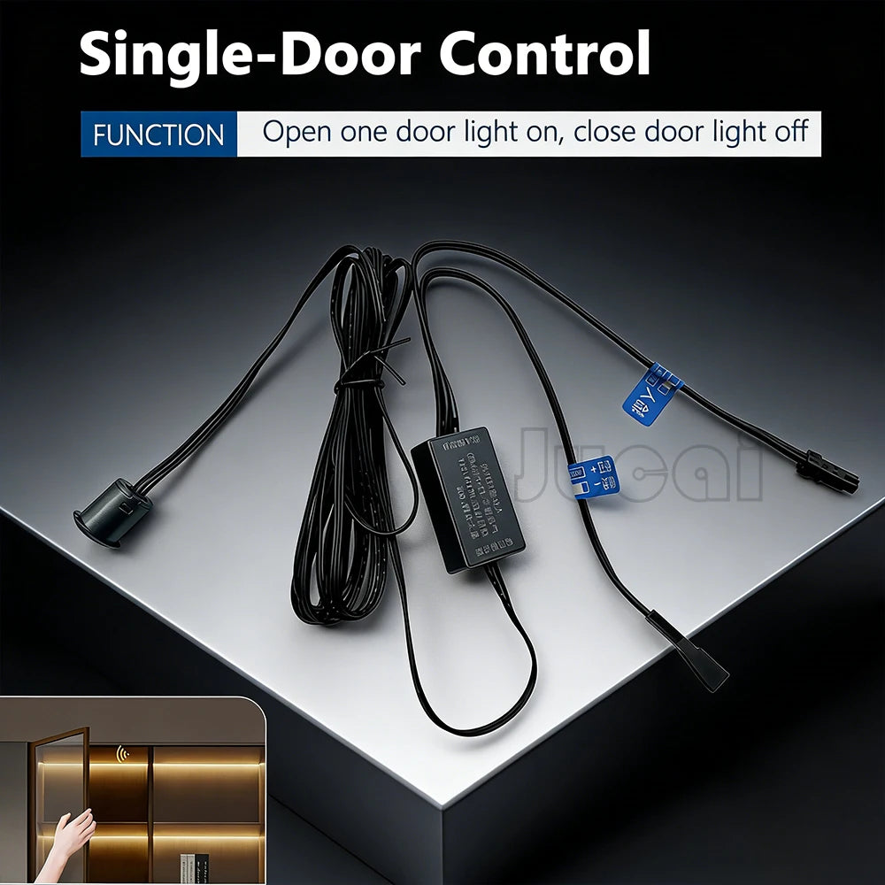 Smart LED Light Controller-Touch Control,Hand Wave,Door Open/Close Control,Stepless Dimming,5A for Wardrobe Cabinet LED Lighting