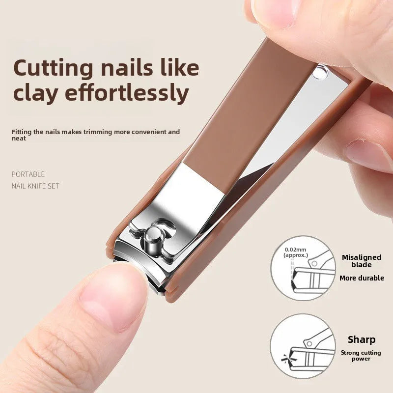 Nail Care Kit Anti Splatter Manicure Set Stainless Steel Clipper Buffer File Grooming Tools With Portable Travel Case