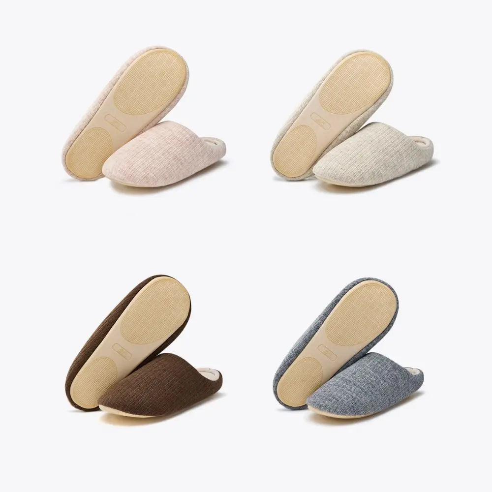 Soft Sole Silent Cotton Slippers Simple Anti-slip Indoor Slippers Women Japanese Style House Shoes Closed-toe slippers Couple