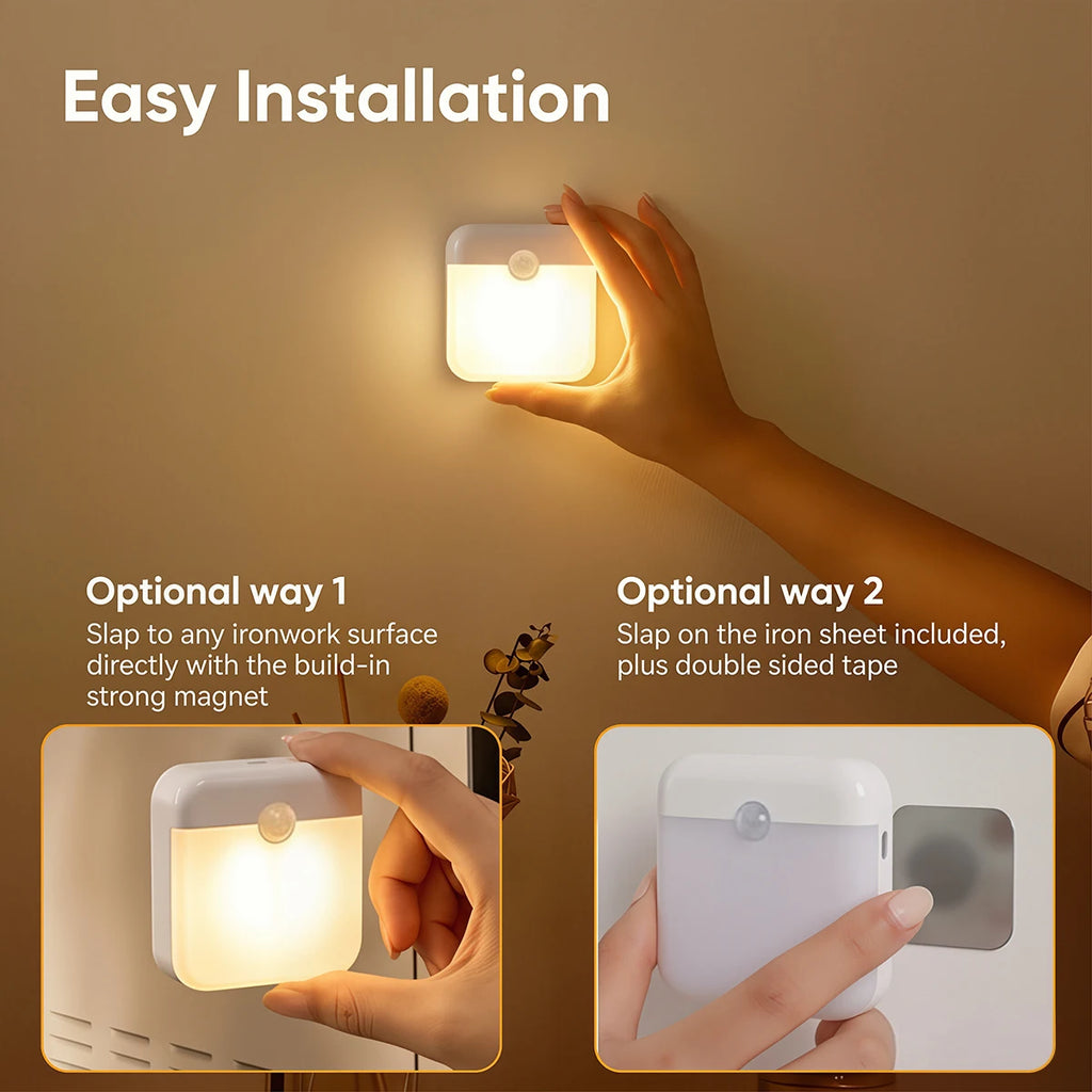 Motion Sensor  LED Wall Lamp USB Rechargeable Night Lamp Human Inductor Light for Bedroom Kitchen Stair Bathroom Wardrobe Closet