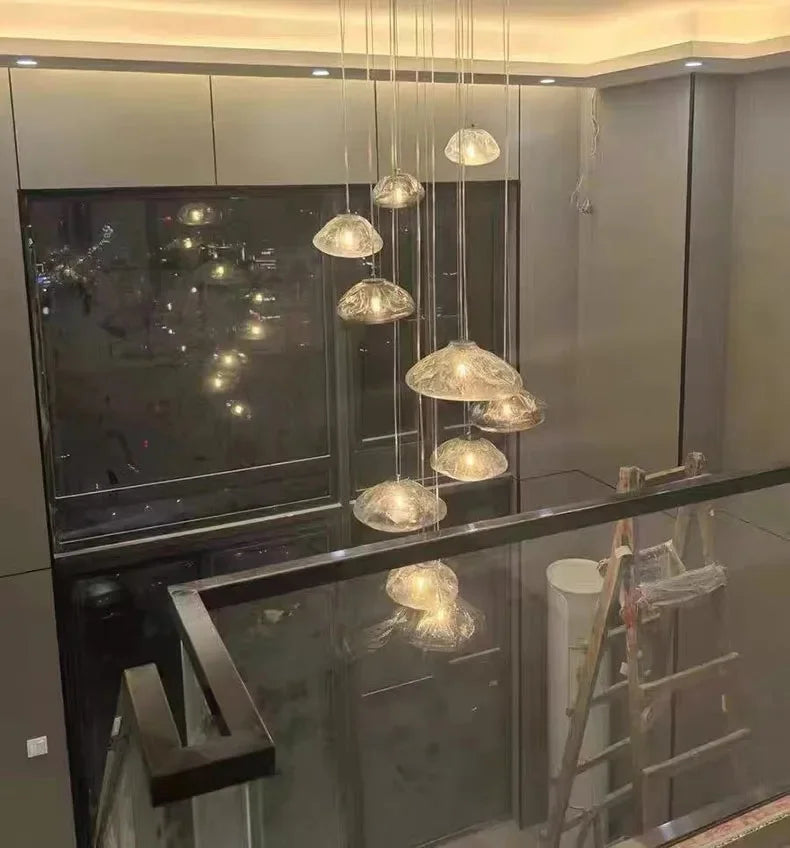 Modern Light Luxury Home Decoration LED Chandelier Staircase Light Living Room Chandelier Indoor Lighting