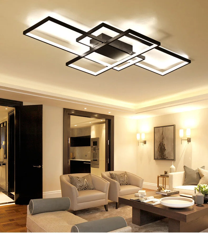 Smart Home Alexa Rectangle Aluminum Modern Led Ceiling Lights For Living Room Bedroom 85-265V White/Black Ceiling Lamp Fixtures