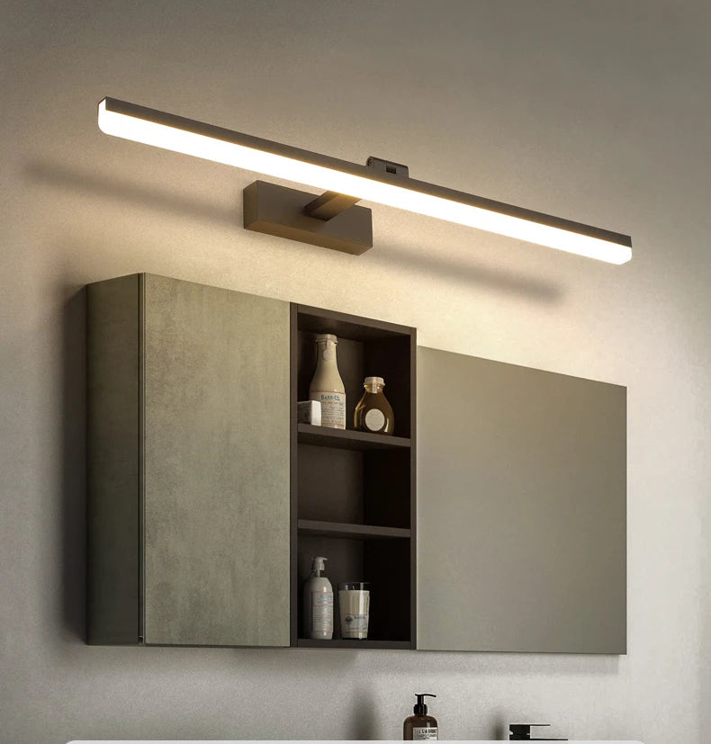 Modern Mirror Vanity Lamp Bathroom Wall Light 40cm/50cm/60cm/70cm/80cm/90cm LED Cloakroom Mirror Lights Gold Silver Black 220V