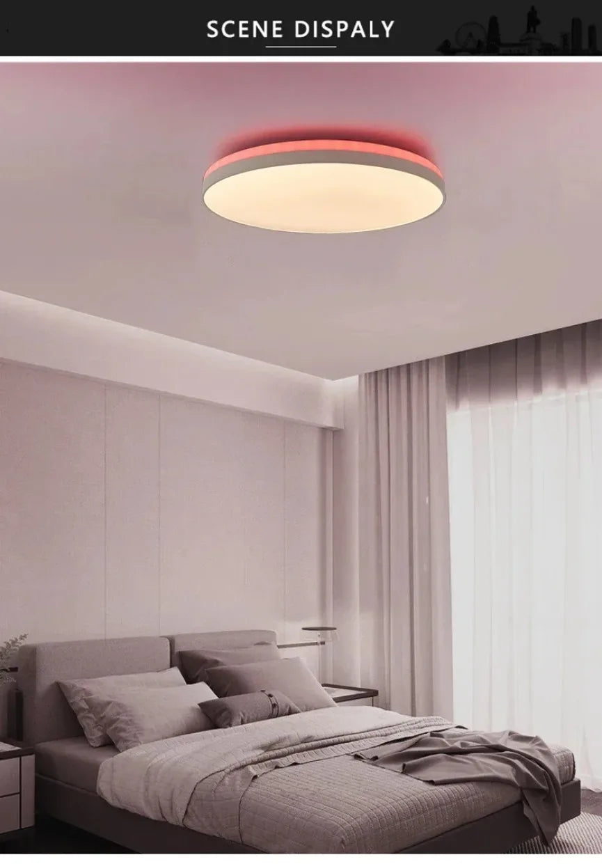 Smart LED Ceiling Light with RGB Backlight Bluetooth Tuya APP Remote Control Dimming Living Room Bedroom Home Decor Ambient Lamp