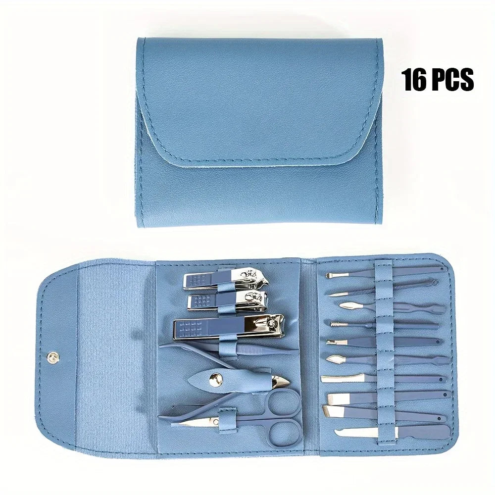 16pcs Professional Nail Care Kit with Travel Case - Manicure & Pedicure Set including Nail Clippers And Cuticle Nippers