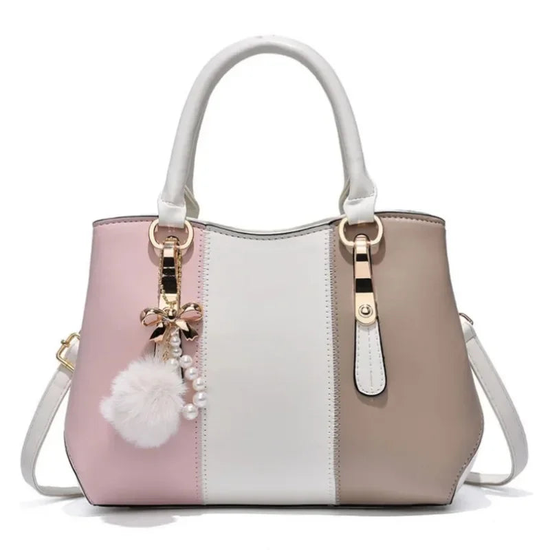 New Fashion Hit Color Ladies Handbag All-Match Hair Ball Pendant Womens Shoulder Messenger Bag European Beauty Bag Bolsos Mujer