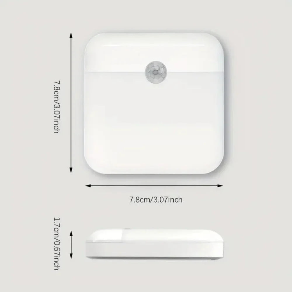 Motion Sensor Led Light Usb Charging Square Lamp for Bedroom Kitchen Stair Hallway Wardrobe Cupboard Lighting