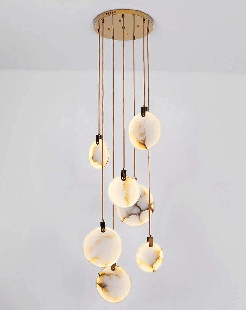 Modern Decorative Lighting Attic Lobby LED Chandelier Luxury Living Room Staircase Marble Pendant Light Villa Ceiling Chandelier