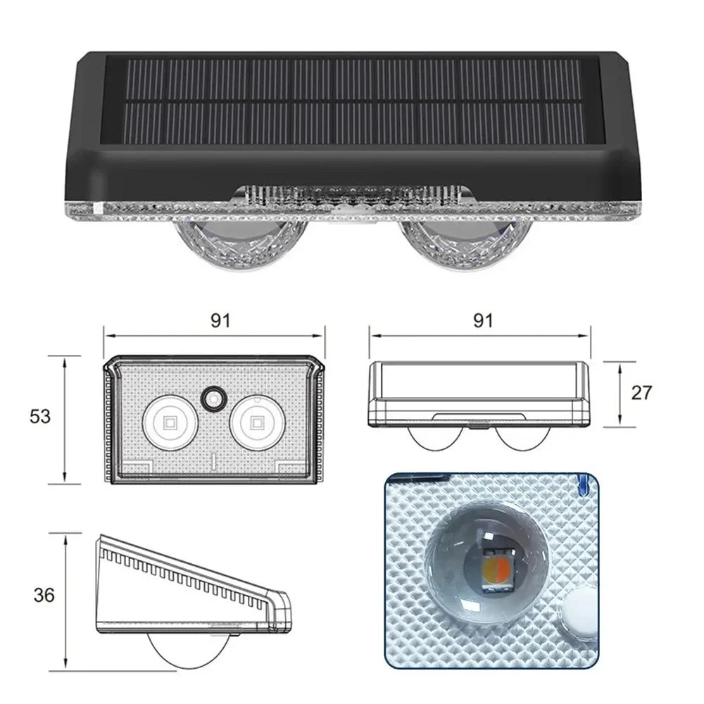 1-4Pcs Solar Fence Lights Solar Powered LED Deck Light Color Changing Waterproof Outdoor Illumination for Fence Posts Balcony