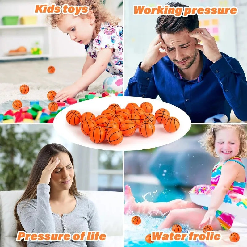 Mini Basketball Stress Balls Basketball Foam Sports Balls Small Squeeze Anxiety Bulk Toy Ball for Kids Basketball Party Supplies
