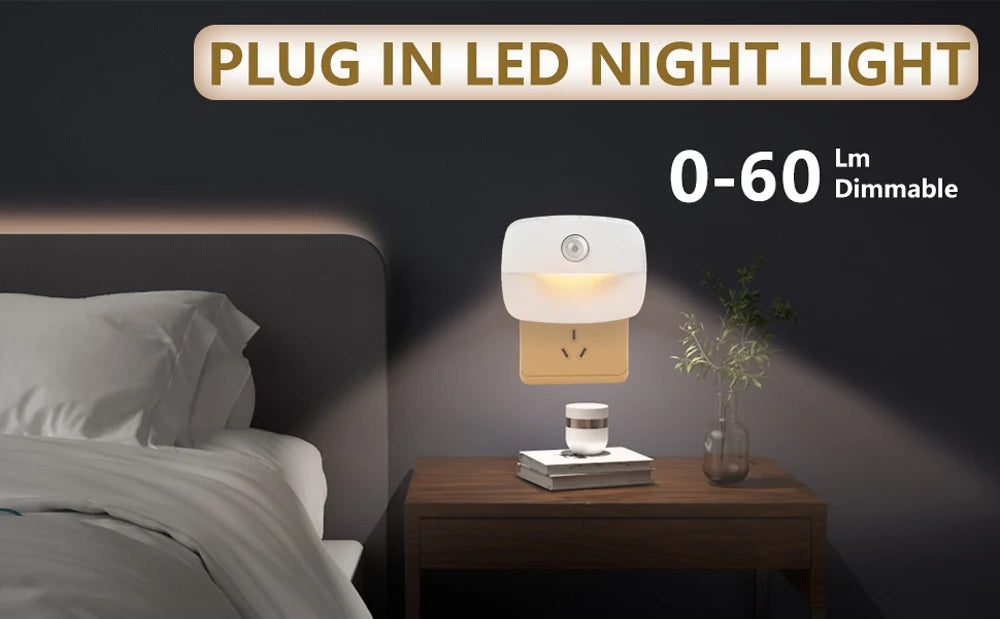 LED Night Light EU Plug In Smart Motion Sensor Light 220V Wall Lamp for Home Aisle WC Hallway Stair Kitchen Bedroom Night Lamp