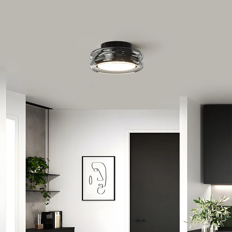 Italian Minimalist Designer Glass Ceiling Light Circular Corridor Lamp Hallway Living Room Dressing Room Lighting Decoration