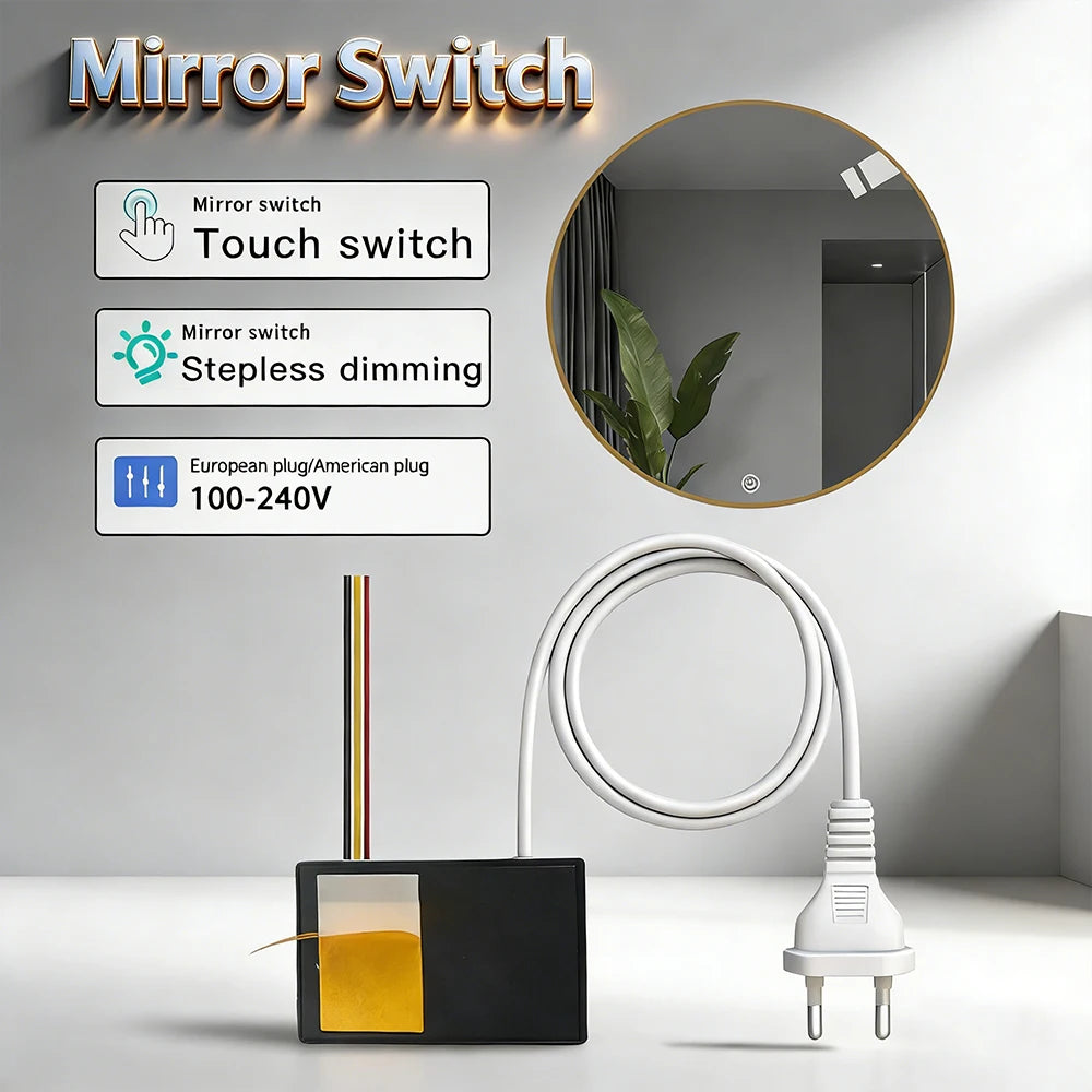 220V 110V Touch Sensor Switch  LED Smart Single Key Mirror Light Switch Touch Dimmer Switch For Bathroom Mirror