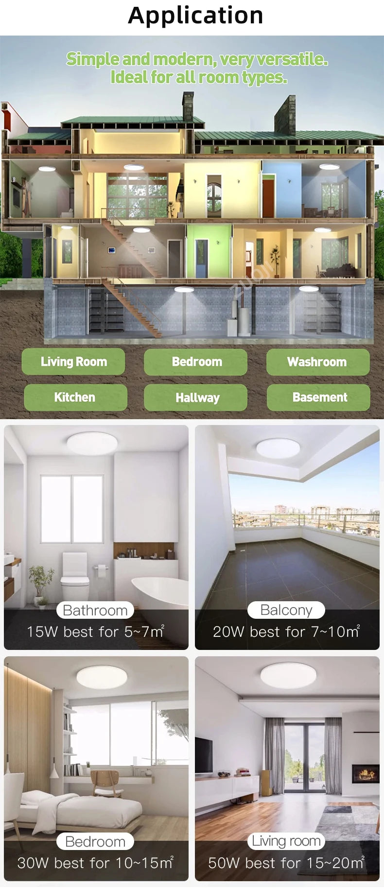 LED Ceiling Lights for bathroom IP44 Waterproof Indoor Kitchen Light AC165-265V 18W/30W/40W Bedroom Ceiling Lamp For Home Panel