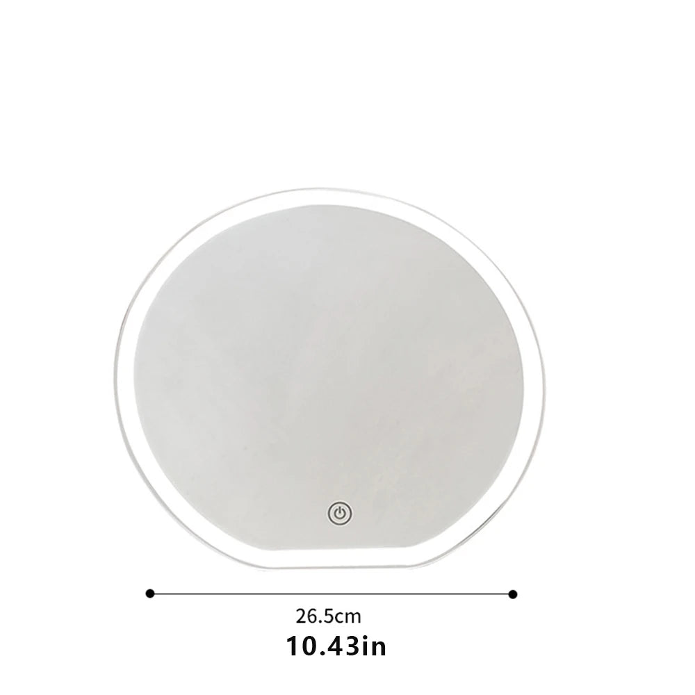 Round LED Lighted Makeup Mirror With Smart Touch Button Adjustable Brightness HD Cosmetic Vanity Mirror For Bedroom Dressing