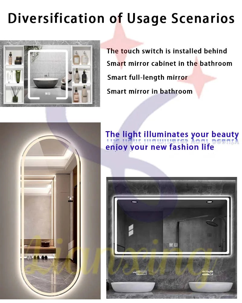 Strip light controller smart switch touch mirror dimmer 12W smart  touch sensor switch with Anti fog dual Touch Bathroom Mirror