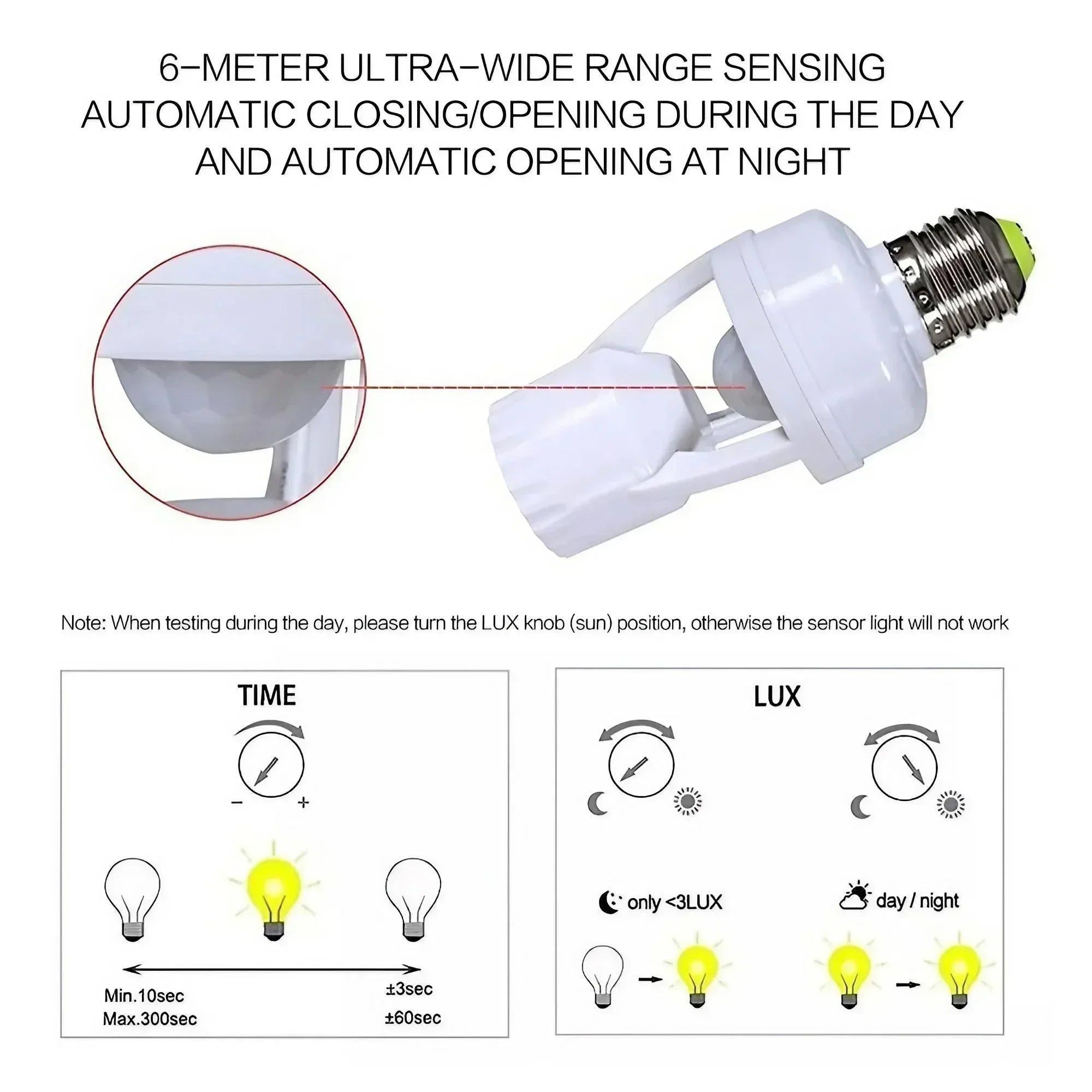 Smart E27 LED Bulb Infrared Motion Sensor Energy Efficient Adjustable Sensitivity for Home Lighting