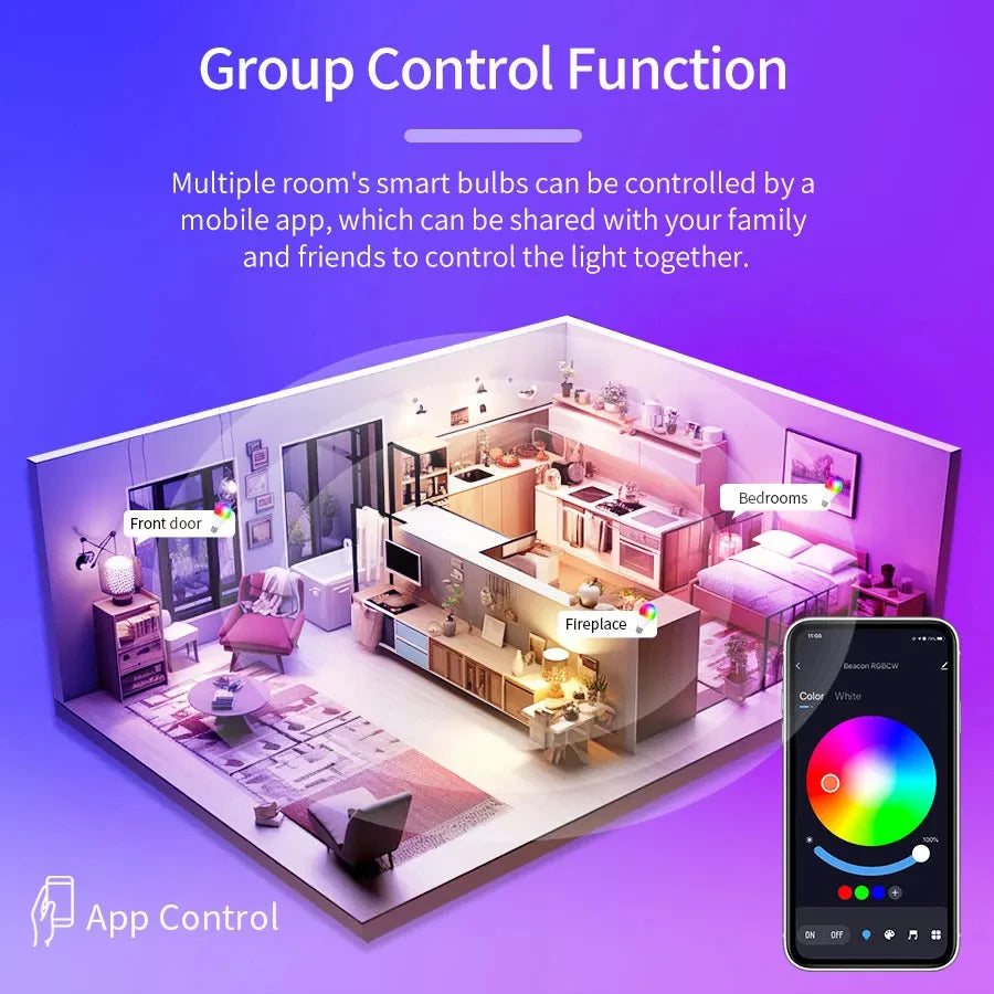 Smart Led Bulbs E27 Tuya Smart Life Bluetooth App Control 220V 110V RGB Lights Ampoules Home Decoration Spotlight Bombilla