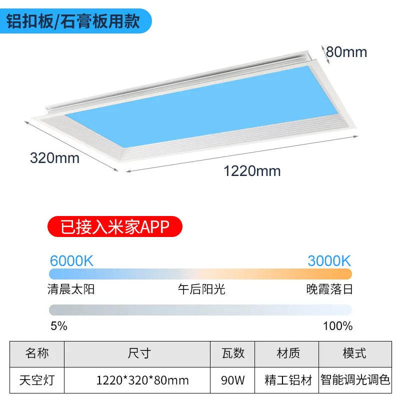 Modern Smart Integrated LED Ceiling Light Sky Blue Clouds Effect Daylight Simulation for Kitchen Home Lighting Room Decor