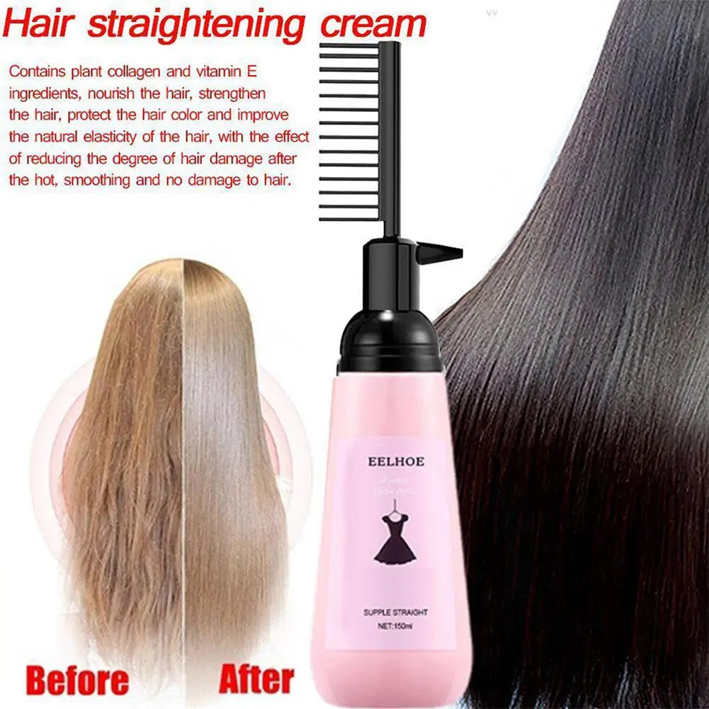 Hair Straightening Cream Comb Nourishing No Hurting Repair Damaged Hair Keratin Smooth Care Improving Frizziness Ionperm