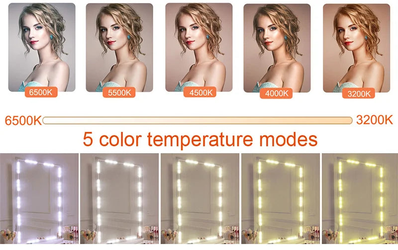 Makeup Mirror LED Light Bulbs Vanity Lights USB 5V Bathroom Dressing Table Lighting Dimmable 5 Colors Hollywood LED Vanity Light