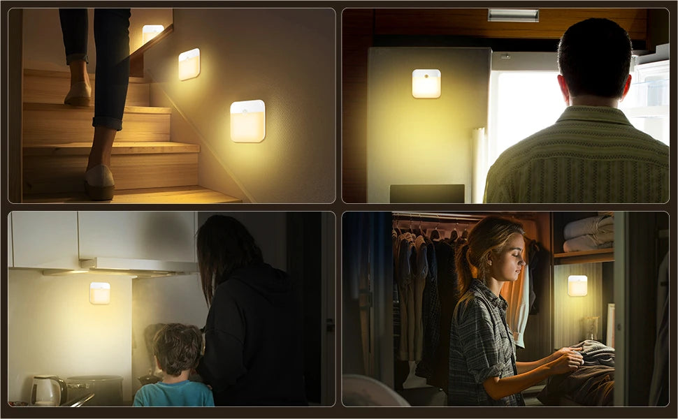 Motion Sensor Night Light Wireless/EU Plug Wall Lamp LED Indoor Lighting,Bedroom Bathroom Corridor Stairway Cabinet Auto ON/OFF
