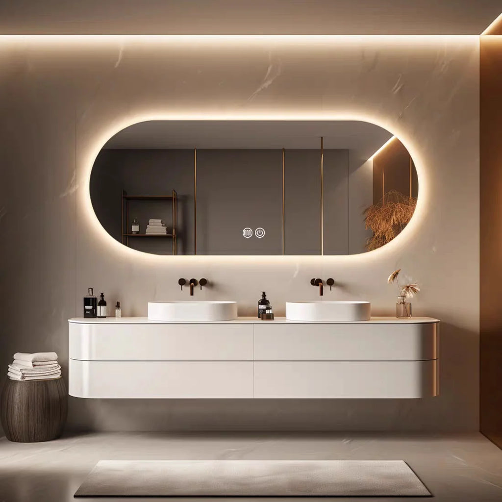 Room Decoration Oval Smart Bathroom Mirror Hotel Toilet Mirror LED Lighted Bathroom Mirror Wall Mounted Smart Decorative Mirrors