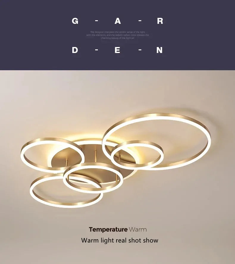 Smart Home Modern Round Design LED Ceiling Chandelier For Living Room Restaurant Bedroom Circle Rings Lighting Fixture Luminaire