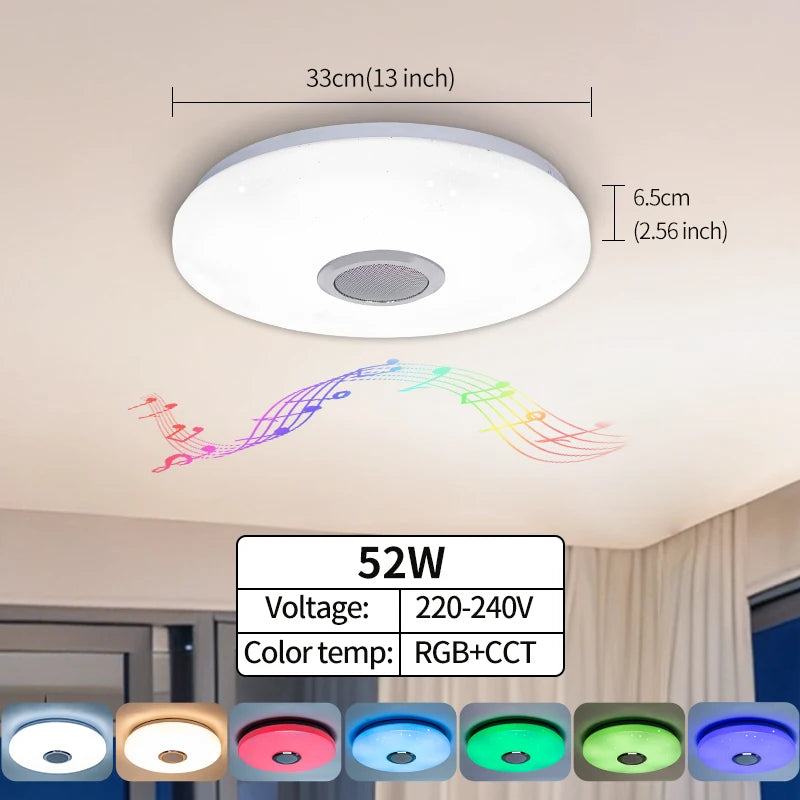 RGB Smart Home LED Ceiling Light With Speakers For Music APP Remote Control Bluetooth Interior Decoration Bedroom Party