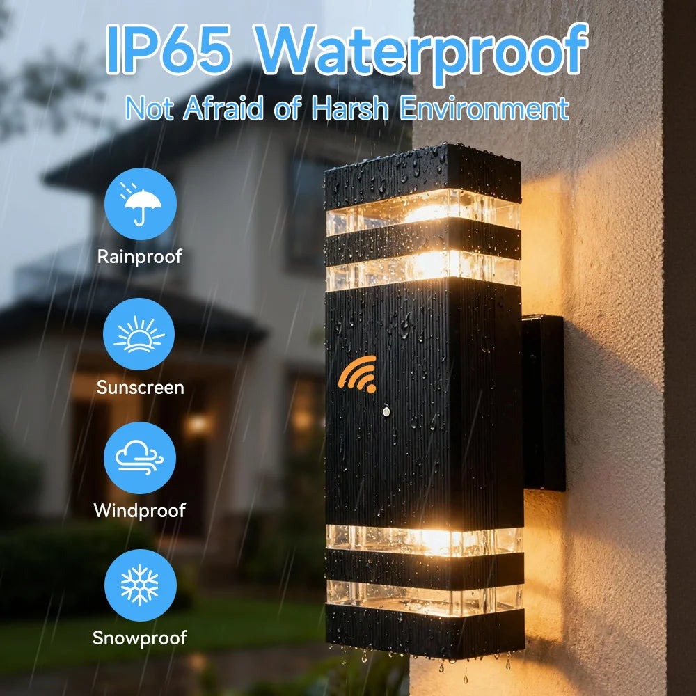 Smart Wall Lights Motion Sensing Outdoor Led Wall Lamps Waterproof 110v 220v For Porch Lamps Backyard Garden Garage Decor
