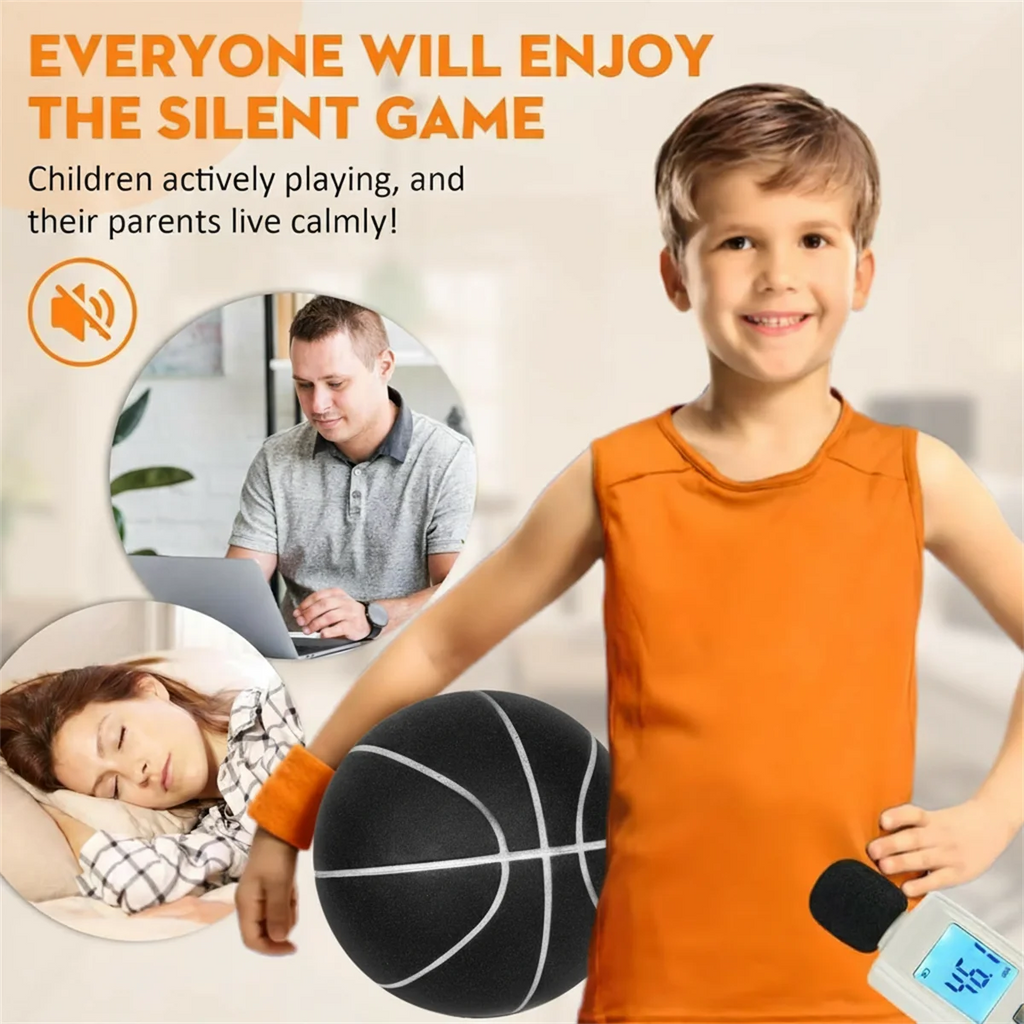 High-Density Silent Indoor Basketball, Airless PU Foam Construction for Noiseless Dribble Indoor Training Ball Size 7--29 inch