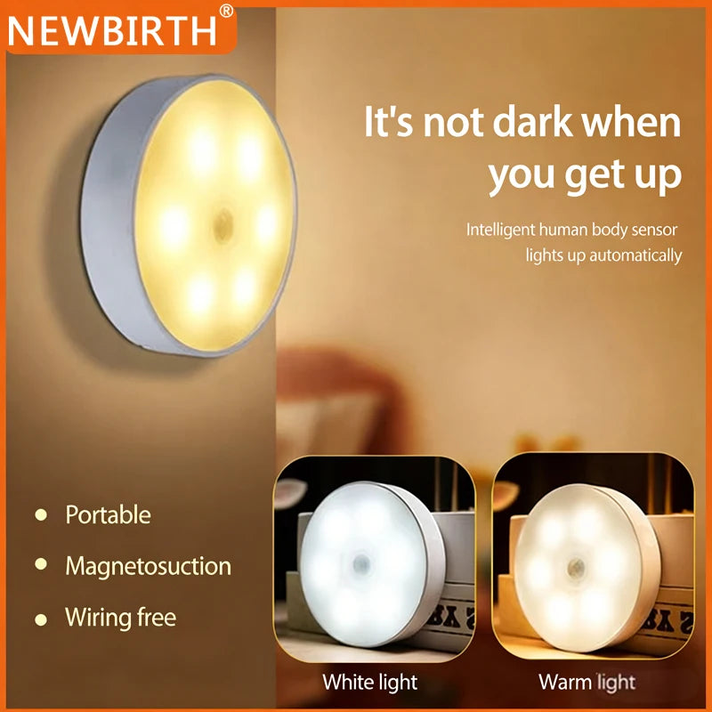 Motion Sensor LED Night Light USB Rechargeable Night Lamp For Kitchen Cabinet Wardrobe Lamp Staircase Wireless Closet Light