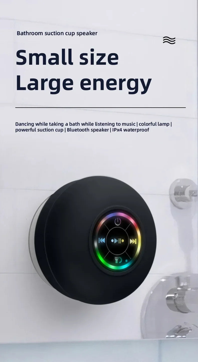 Bluetooth Shower Speaker Portable Wireless Mini Speaker with Mic Suction Cup IPX4 Water Resistant for Travel Pool River Floating