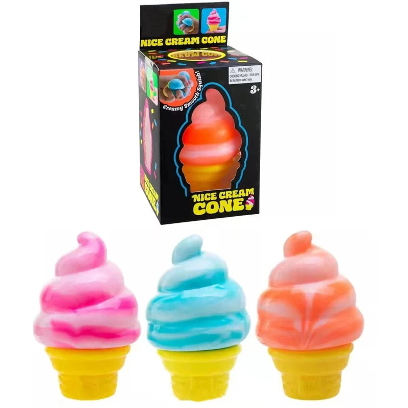 Needoh Sensory Nice Cream Cone Fidget Toy Anxiety Relief Focus Calm Down ADHD Non-toxic Squeeze Stretch Toy for kids adults