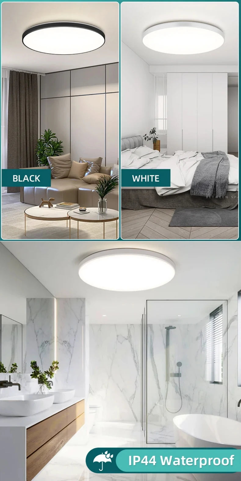 LED Ceiling Lights for bathroom IP44 Waterproof Indoor Kitchen Light AC165-265V 18W/30W/40W Bedroom Ceiling Lamp For Home Panel
