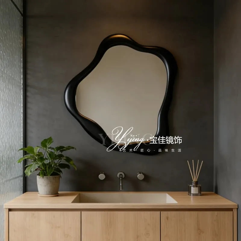 Smart Wall Lighted Bathroom Mirror Toilet Led Shower Irregular Wood Vintage Bathroom Mirror Baroque Ornate Home Furniture