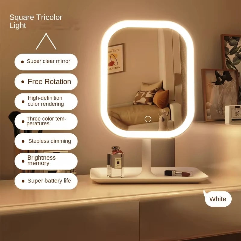 Vanity Mirror 3 Color Light LED Makeup Mirror with 10X Mirror  Touching Cosmetic Mirror Women Bedroom Dressing Mirror