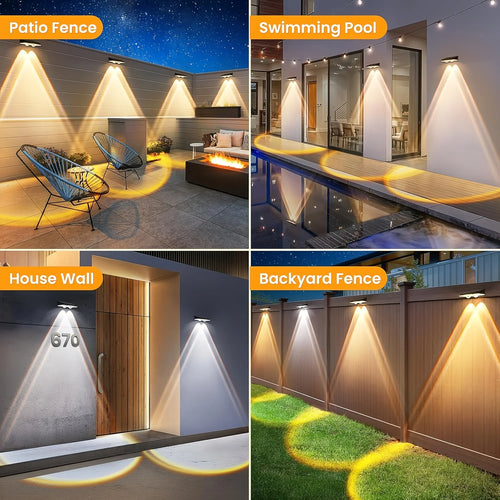 4/2 Pack Solar Fence Lights Multi Colour Garden Wall Lights for Villa Garden Fence Holiday Walkway Home Landscape Lighting