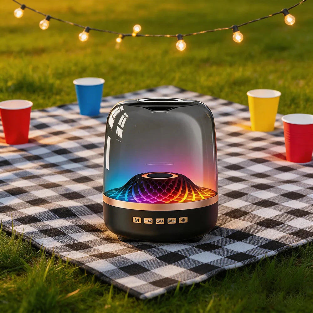 Powerful Bluetooth Speaker, Bass Wireless, LED Light, Outdoor Speakers, Subwoofer,Transparent Warehouse Surround Sound Speakers