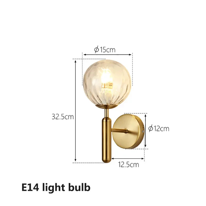 Nordic bathroom mirror front light simple glass wall lamp E14 living room bedroom modern background stair hotel aisle light